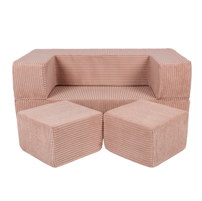 The Cube Couch, Chunky Corduroy Powder Rose