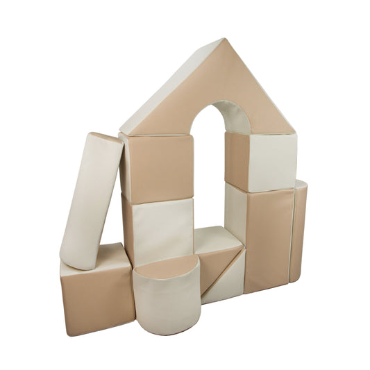 Castle Building Block Set, Beige & White