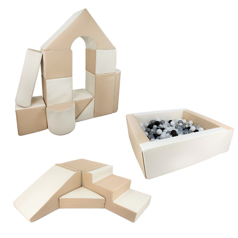 The Mega Soft Play Square Ball Pit BUNDLE - Beige