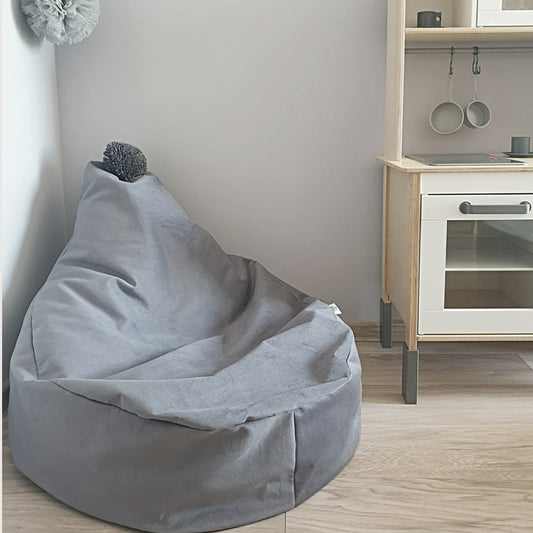 Velvet Beanbag Grey