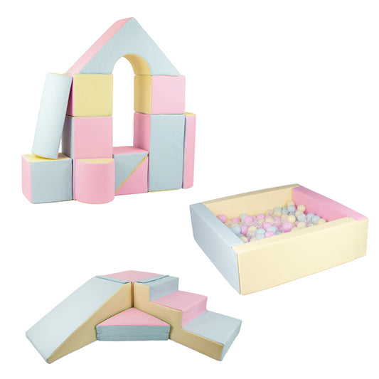 The Mega Soft Play Square Ball Pit BUNDLE - Pastel Mix