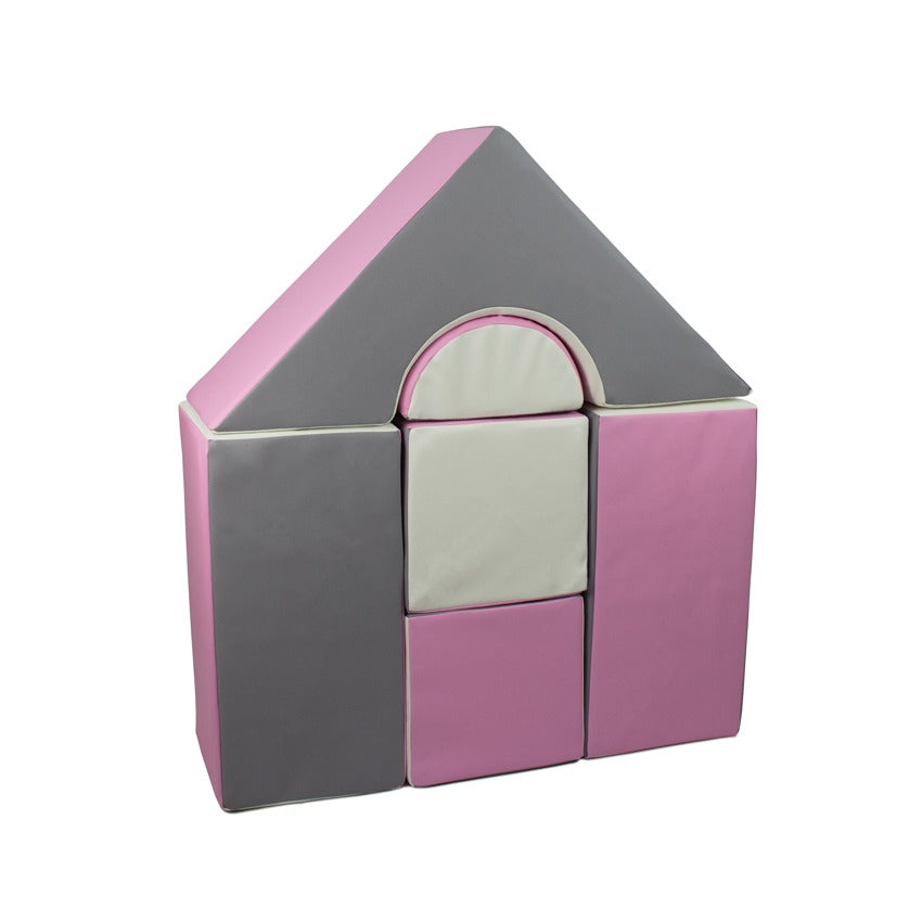 6 Piece Castle Set, Pink, Grey & White