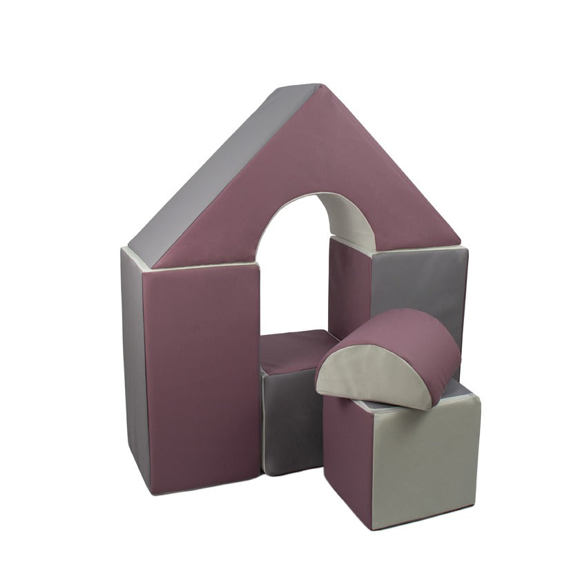 6 Piece Castle Set, Purple, Grey & White