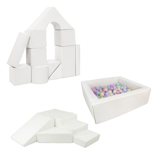 The Mega Soft Play Square Ball Pit BUNDLE - White